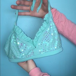teal sparkly bikini